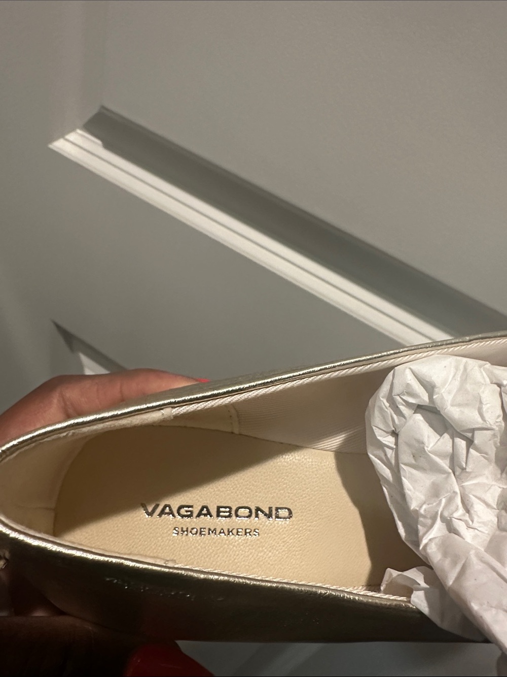 Vagabond Metallic Gold Square-Toe Flats - Picture 2 of 4